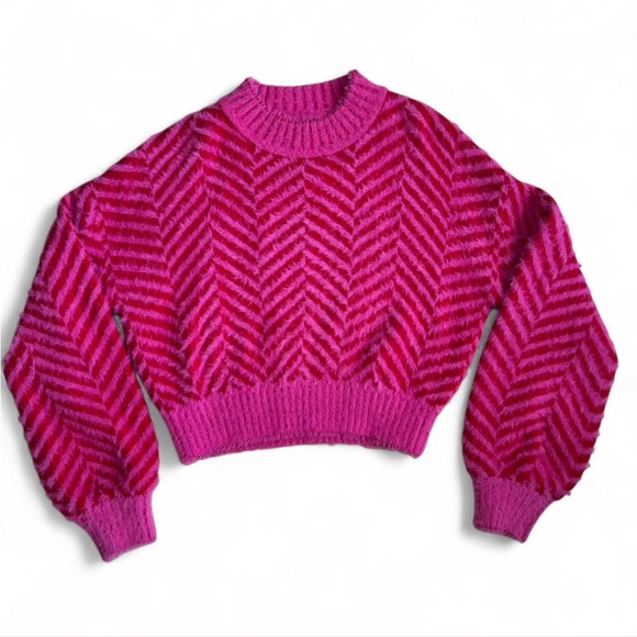 Sugar + Lips Fuzzy Chevron Sweater – Size L (Fits M/L) - Picture 1 of 5